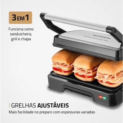 Sanduicheira/Grill Master Press 180 Mondial Preto/inox 110V