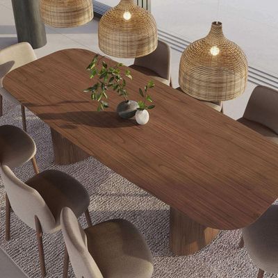 Mesa De Jantar Orgânica Tivoli 270cm X 110cm 10 Lugares Lamina Cinamomo Castanho