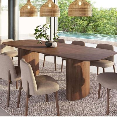 Mesa De Jantar Orgânica Tivoli 270cm X 110cm 10 Lugares Lamina Cinamomo Castanho
