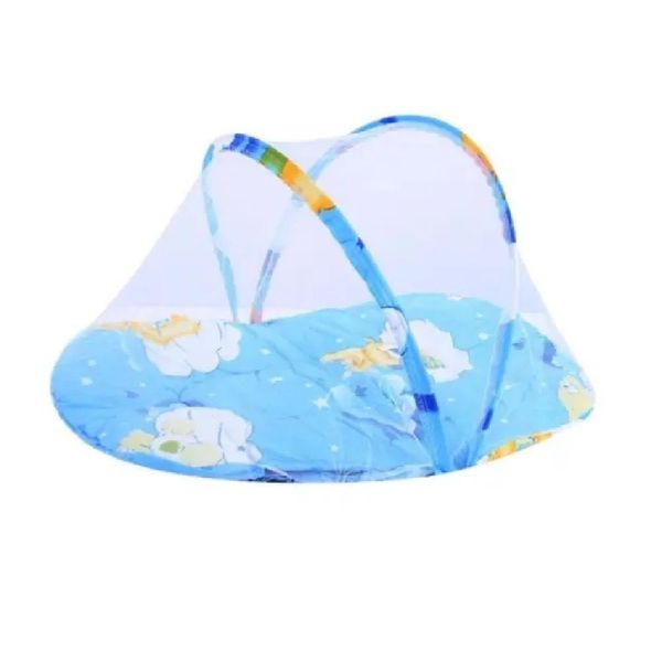 Berco Mosquiteiro Cama Bebe Colchonete Tenda Portatil Travesseiro Cercadinho Dobravel Colchao Almofada Fofo Azul