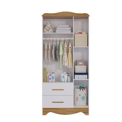 Armario Infatil 3 Portas 2 Gaveta Lisi - Moveis Peroba Amendoa-branco