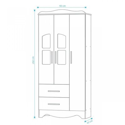 Armario Infatil 3 Portas 2 Gaveta Lisi - Moveis Peroba Amendoa-branco