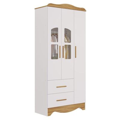 Armario Infatil 3 Portas 2 Gaveta Lisi - Moveis Peroba Amendoa-branco