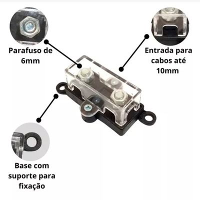 Porta Fusivel Base Som Automotivo Potencia Tipo Mega
