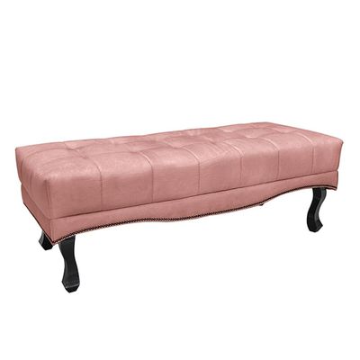 Recamier Decorativo 160cm Loewe Veludo Pés de Madeira Rosa - Gran Belo