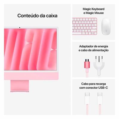 iMac 24", Tela Retina 4.5K Apple, Processador M4, (16GB RAM, 256GB) - Rosa