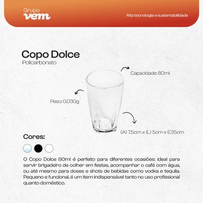 Copo Dolce Redondo 80ml Natural em Policarbonato
