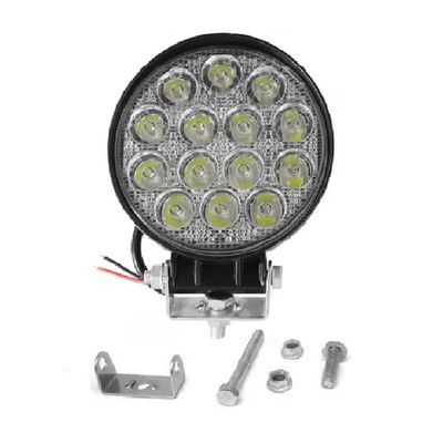 Farol Auxiliar de Led Redondo 12v/24v 6000k 42W 14 Leds