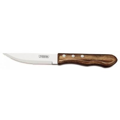 Faca para Churrasco Jumbo Tramontina com Lamina em Aço Inox e Cabo em Madeira Polywood Castanho 5"