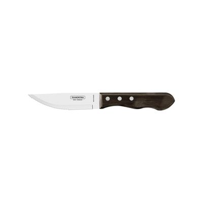 Faca para Churrasco Jumbo Tramontina com Lamina em Aço Inox e Cabo em Madeira Polywood Castanho 5"