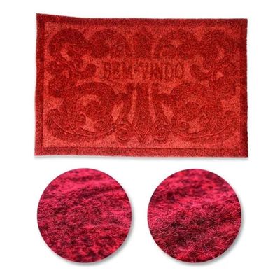 Tapete Porta Entrada Casa Comercio Capacho Veludo Base Antiderrapante Impermeavel Vermelho