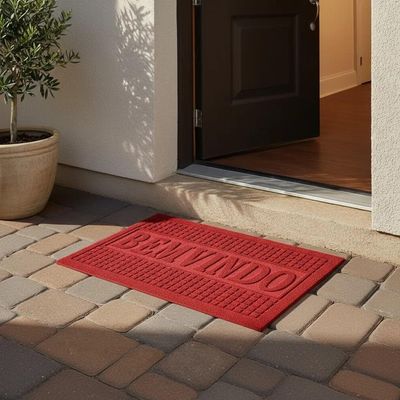 Tapete Porta Entrada Casa Comercio Capacho Veludo Base Antiderrapante Impermeavel Vermelho