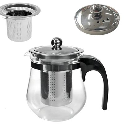 Chaleira Vidro Infusor Inox Bule 500ml Grande Cha Cafe Coador Jarra Transparente Luxo