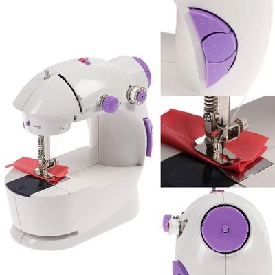 Mini Maquina De Costura Eletrica Bivolt Portatil Reta Com Pedal Kit Bobinas Agulha Domestica