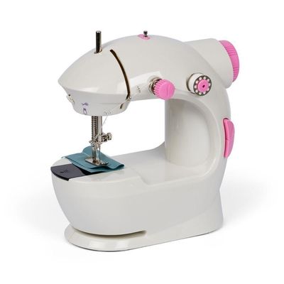 Mini Maquina De Costura Eletrica Bivolt Portatil Reta Com Pedal Kit Bobinas Agulha Domestica