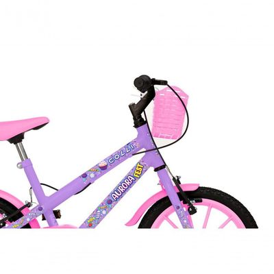 Bicicleta Aurora Fest Aro 16 Freios V-brake Rodas de Apoio Lilás