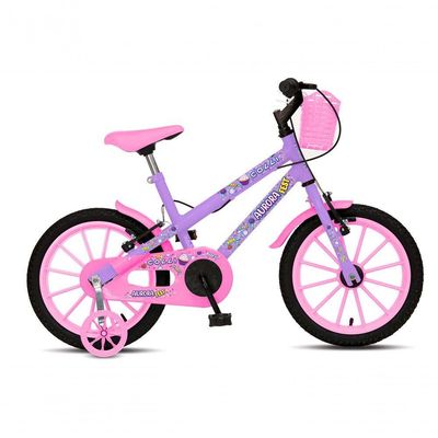 Bicicleta Aurora Fest Aro 16 Freios V-brake Rodas de Apoio Lilás