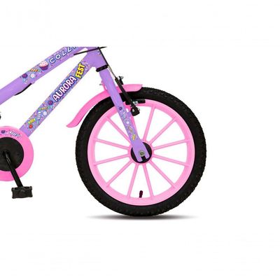 Bicicleta Aurora Fest Aro 16 Freios V-brake Rodas de Apoio Lilás