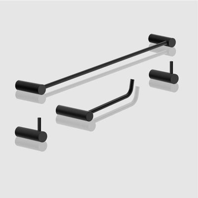 Kit Acessório Para Banheiro Preto Fosco 4 Peças Grego Metal 2050or