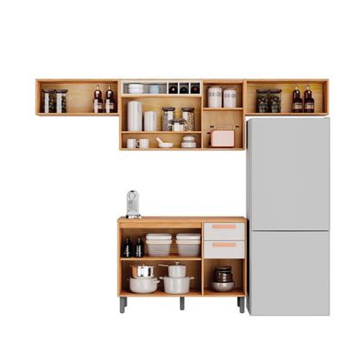 Cozinha Compacta Em Mdp Itatiaia Nápoles Off White E Cinamomo 280cm