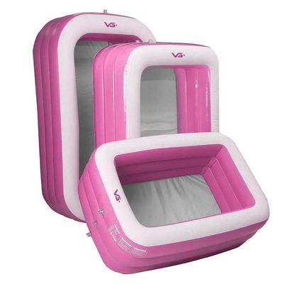 Piscina Inflável Retangular Rosa 302 Litros Com Bomba E Forro Pvc Vg+
