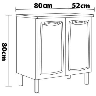 Balcão Duplo Itatiaia New Premium com 2 Portas e 2 Prateleiras - 80cm de largura Branco