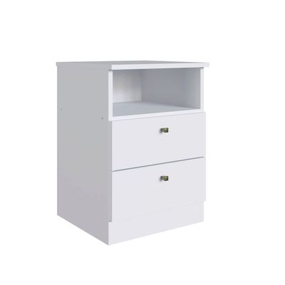 Mesa de Cabeceira Irlanda com 2 Gavetas Genialflex Branco