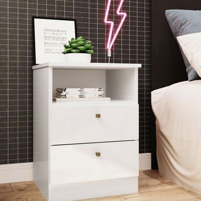 Mesa de Cabeceira Irlanda com 2 Gavetas Genialflex Branco