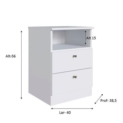 Mesa de Cabeceira Irlanda com 2 Gavetas Genialflex Branco