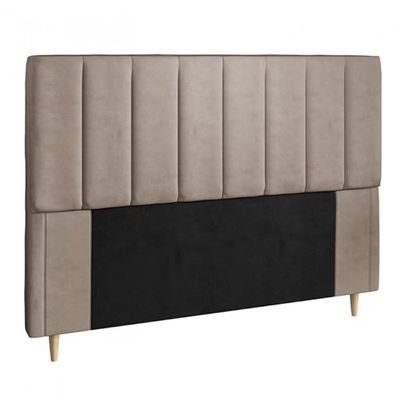Cabeceira para Cama Box Queen Veneza com Revestimento em Veludo Dobuê Bege