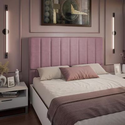 Cabeceira para Cama Box Queen Veneza com Revestimento em Veludo Dobuê Rosê