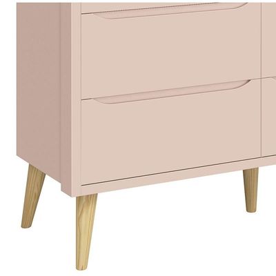Cômoda 6 Gavetas Théo New Rosa Fosco Com Natural - Moveisaqui