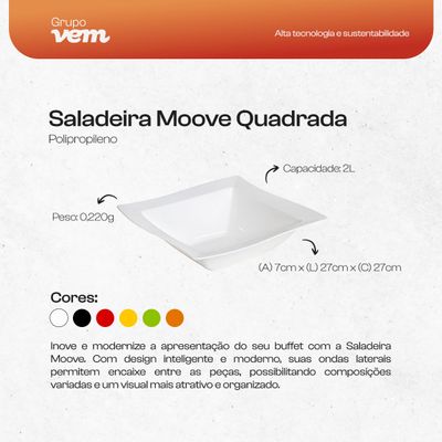Saladeira Moove Quadrada 2L Laranja em Polipropileno