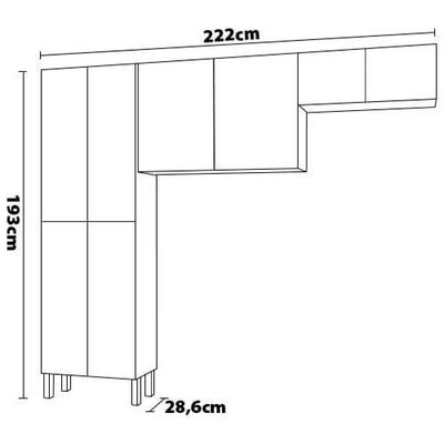Cozinha Compacta Nala 8 Portas e 4 Prateleiras Kit`s Paraná Freijó/Gris