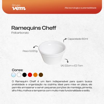 Ramequim Cheff 60ml Branco em Policarbonato