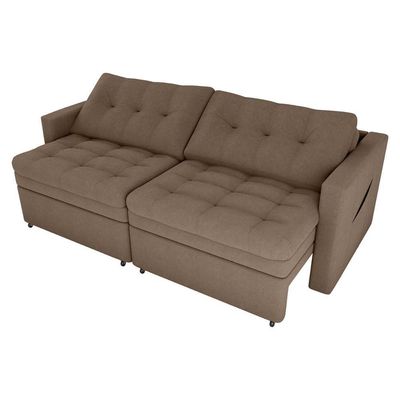 Sofá Cama Reclinável 2 Lugares Premium Com Assentos Dividido 2,20 Larg Nayla Matrix Boucle Marrom