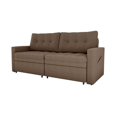 Sofá Cama Reclinável 2 Lugares Premium Com Assentos Dividido 2,20 Larg Nayla Matrix Boucle Marrom