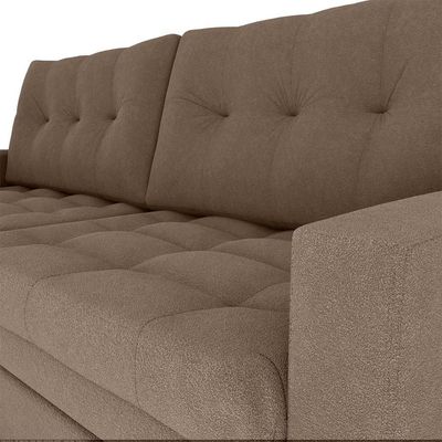 Sofá Cama Reclinável 2 Lugares Premium Com Assentos Dividido 2,20 Larg Nayla Matrix Boucle Marrom
