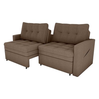 Sofá Cama Reclinável 2 Lugares Premium Com Assentos Dividido 2,20 Larg Nayla Matrix Boucle Marrom