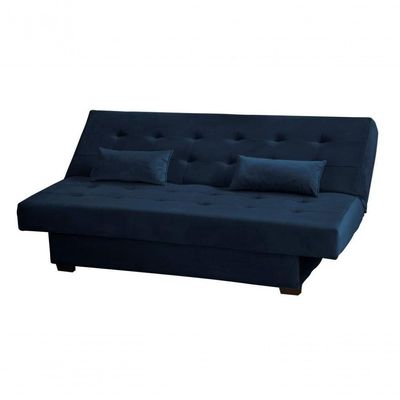 Sofá Cama 3 Lugares Casal Reclinável 190 Larg Laila Matrix Veludo Azul