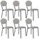 Kit 06 Cadeiras Estofada Para Sala De Jantar Azuri Preto C01 Courino Off White - Lyam Decor