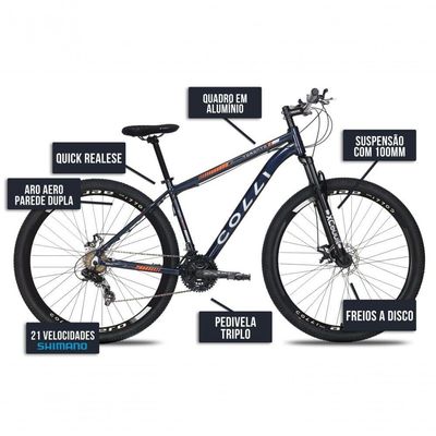 Bicicleta Colli Toronto Aluminio Aro 29 Disco-shimano 21v Azul Metálico