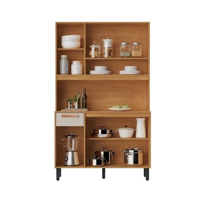 Armário De Cozinha Compacta 120cm Nápoles Off White Madeira Itatiaia