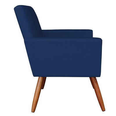 Namoradeira Veludo Azul Marinho Pés Palito Castanho