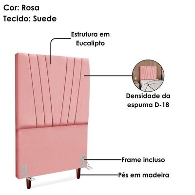 Cabeceira Solteiro 90 Cm Com Frame Belgica Suede Rosa Artte Rosa