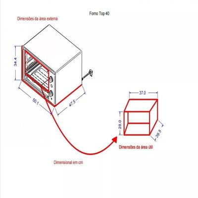 Forno Elétrico De Bancada 40 Litros - Top 40 - Preto - Fogatti 220v