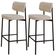Kit 02 Banquetas Alta Bar Cozinha Sala De Jantar Aço Preto Kaira C01 Linho Areia - Lyam Decor