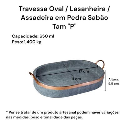 Jogo De Travessa Oval Lasanheira Em Pedra Sabão