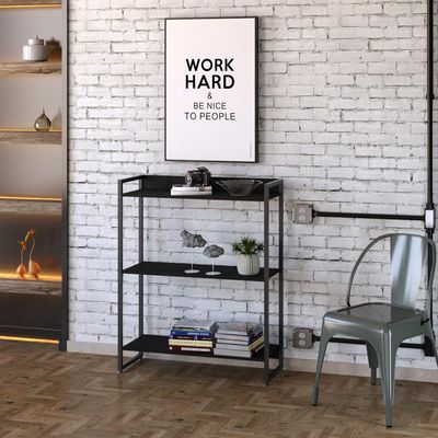 Estante Multiuso Para Escritório Industrial 03 Prateleiras Areta 104x80cm C01 Onix - Lyam Decor