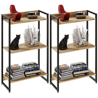 Kit 2 Estantes Multiuso Escritório Industrial 3 Prateleiras Areta 104x60cm C01 Carvalho - Lyam Decor